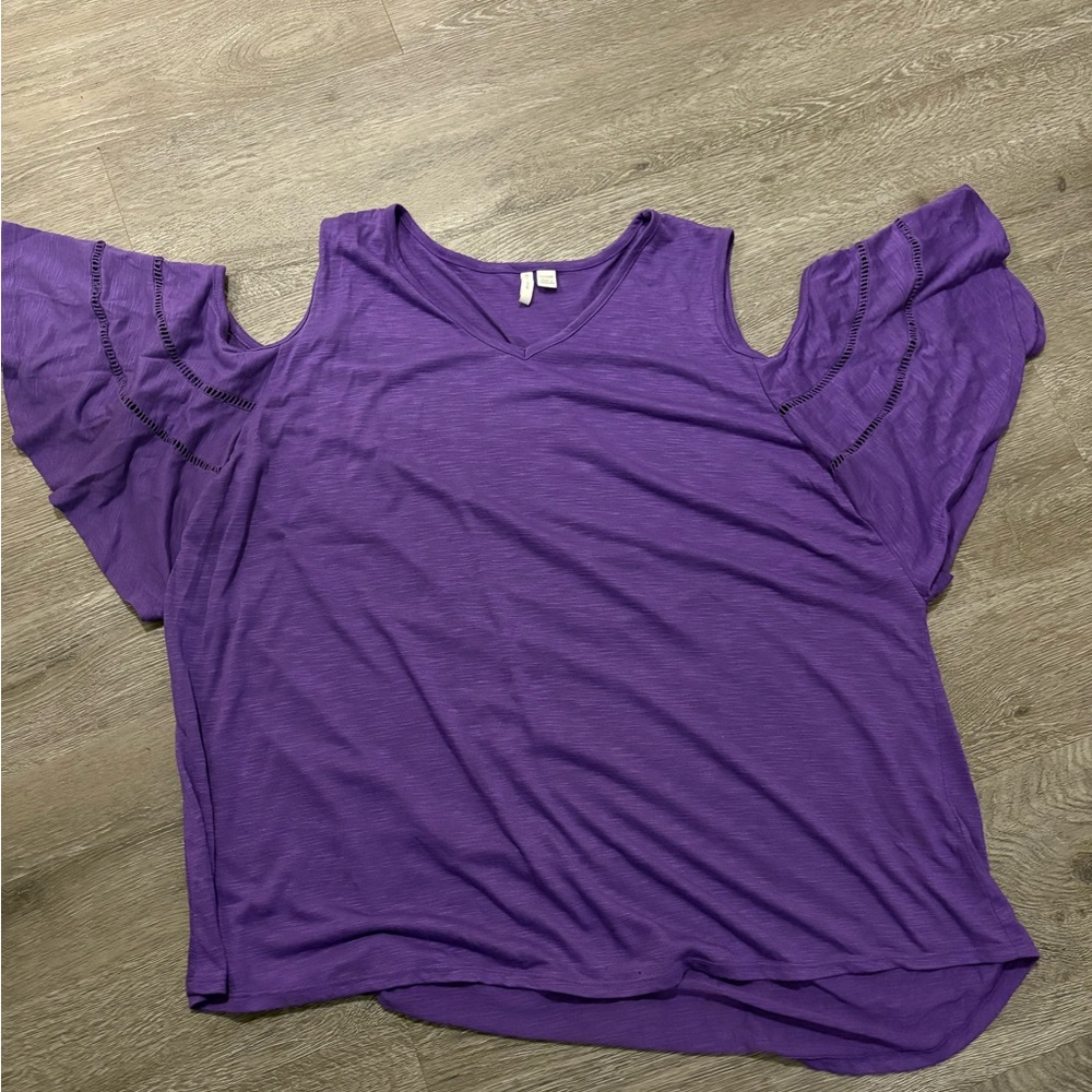 Purple Women's Top with Ruffled Sleeves